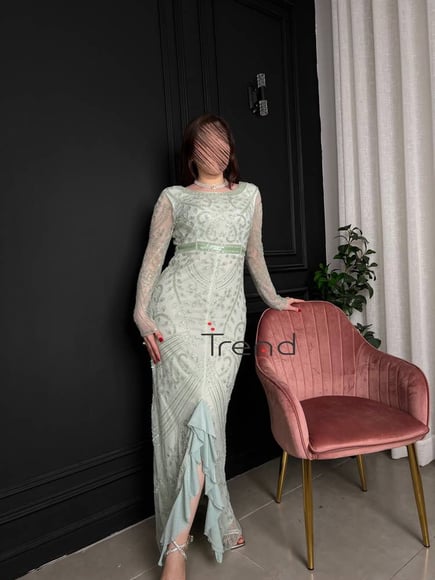 فستان مطرز (اخضر فاتح)