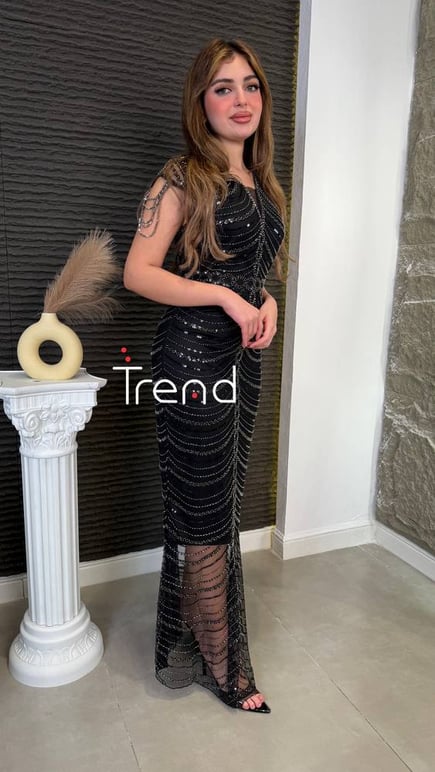 فستان سهره شك يدوي بسلاسل 