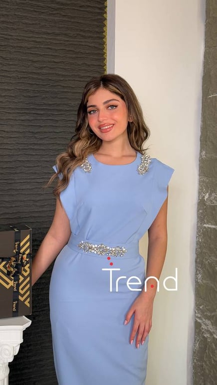 فستان مريفا طويل سماوي