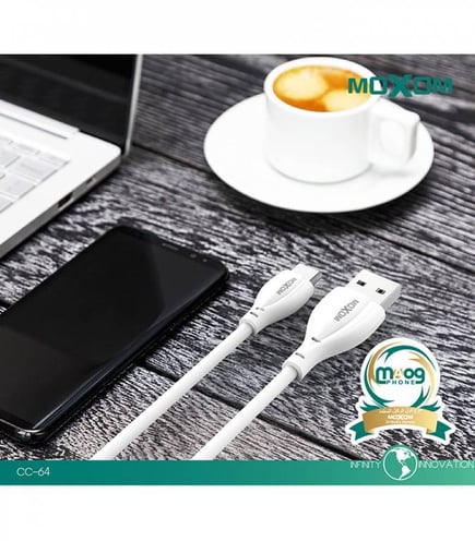 كابل شحن تايب سي رابتور فاست 2.4A من موكسوم ابيض 1متر - CC-64