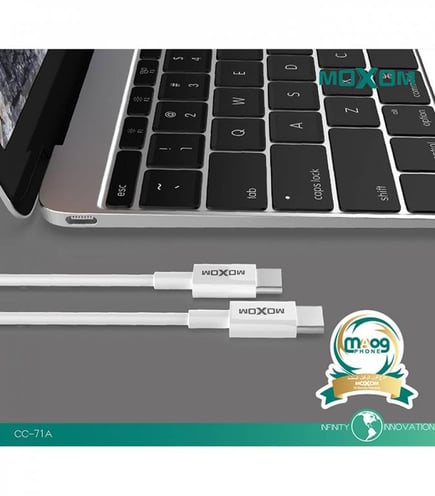 كابل شحن سريع تايب سي تو تايب سي 60 واط من موكسوم ابيض 1 متر - CC-71A