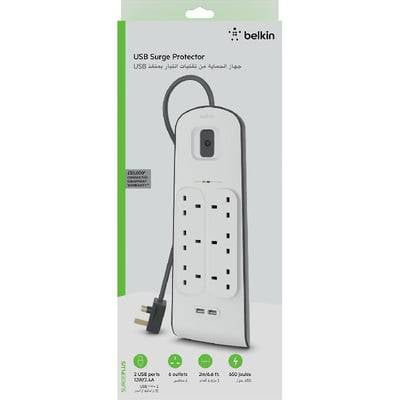 توصيلة بيلكين 6 منافذ طاقه بمنفذين USB