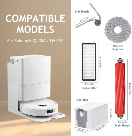 طقم ملحقات مكنسة روبروك QV 35A/35S/QR 598/798 (فرشاة، 4 جانبية، 2 فلتر HEPA)