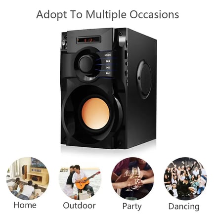مكبر صوت بلوتوث خشبي محمول بنظام HIFI مع راديو FM وبطاقة TF