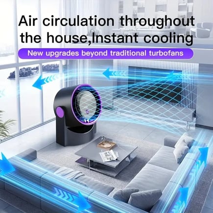 100 Speed Desktop Circulating Fan 3 Timer Modes Type-C Charging LED Display Ultra Silent Cooling Fan Wall Mounted No Drilling