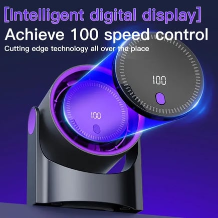 100 Speed Desktop Circulating Fan 3 Timer Modes Type-C Charging LED Display Ultra Silent Cooling Fan Wall Mounted No Drilling