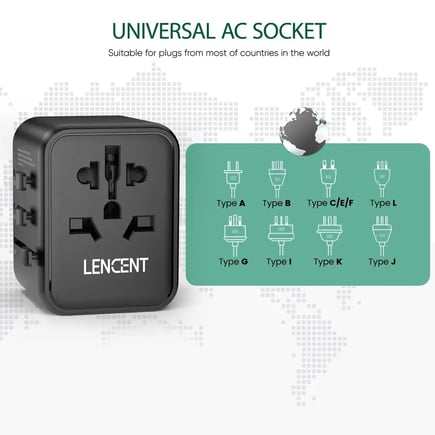 محول سفر عالمي 2 USB PLC