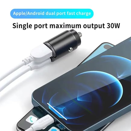شاحن سيارة صغير شحن سريع 100 واط بمنفذ USB و Type-C PD