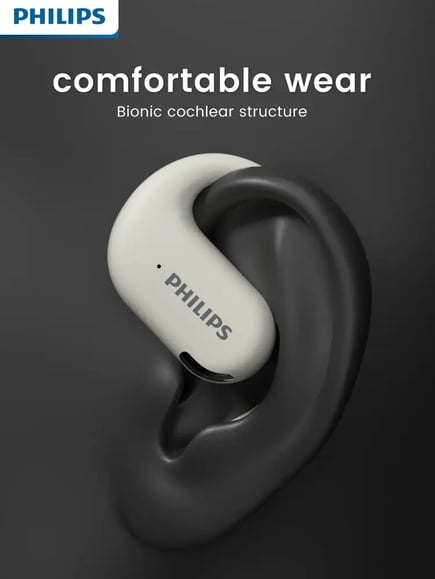 Philips Wireless Earbuds With Earhook, Sport Headset, Stereo Earphones, Long Battery Life, Touch Control and Wireless Charging C