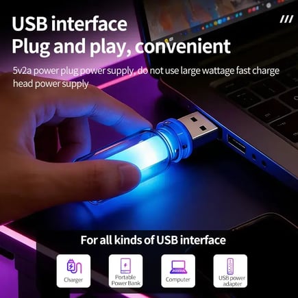 إضاءة محيطة LED RGB USB 10 أوضاع مفتاح لمس 5 فولت