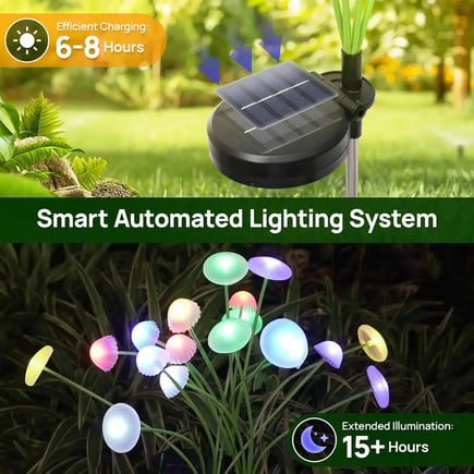 أضواء حدائق شمسية LED مقاومة للماء بوضعين تشغيل وتصميم قنديل البحر