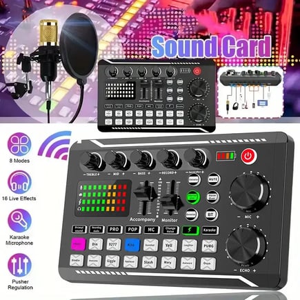 F998 Sound Card DJ Equipment Microphone Sound Card Console Studio Sound Card Kit Cable Phone Mixing Computer Live Voice Mixer