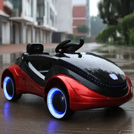 Science fiction children's electric car four-wheel flash with remote control can sit human boy and girl baby rocking charging to