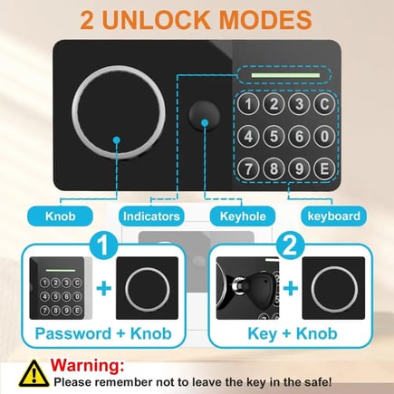 Small Safe Box for Home, Steel Security Safe and Lock Box - Mountable Cabinet with Digital Keypad & Override Key, (Black)