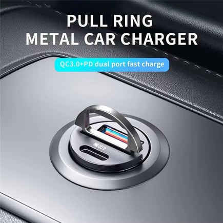 شاحن سيارة صغير شحن سريع 100 واط بمنفذ USB و Type-C PD