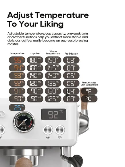 HiBREW Semi Automatic Espresso Coffee Machine DIY Function 20Bar Pressure Temperature Adjustable For Cappuccino & Latte H10plus