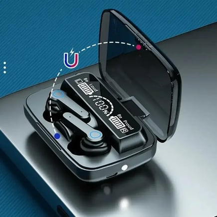 سماعة TWS M19 لاسلكية ذكية بشاشة LED رقمية وتحكم باللمس