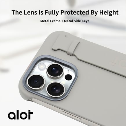 ألوت - غلاف  ALOT Nobel II Frameless مع مسكه يدعم الماق سيف للايفون 15pro - رمادي