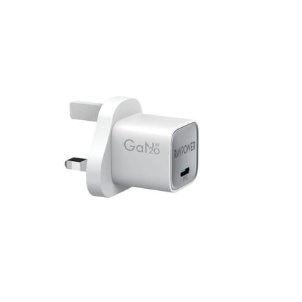 راف باور - كومبو 2in1 شاحن جداري بقوة 20W مع كيبل USB-C to USB-C 1m - ابيض