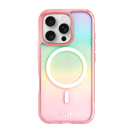 لاوت - غلاف HOLO PINK يدعم الماق سيف لأجهزة ايفون 16 - شفاف ملون 