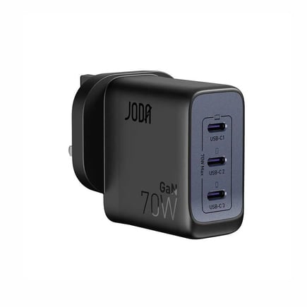 جودا - شاحن جداري Mobi ب3 منافذ USB-C بقوة 70W - اسود