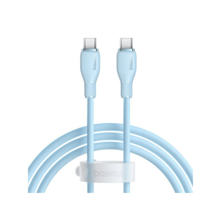 بيسوس - كيبل PUDDING USB-C to USB-C للشحن السريع يدعم حتى 100W بطول 1.2m - ازرق