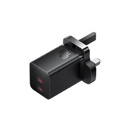 بيسوس - شاحن جداري GaN5 Pro بمنفذين USB-C بقوة 40W - اسود