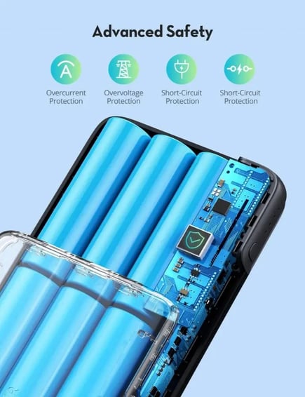 راف باور - بطارية PD Pioneer بسعة 30000mAh وقوة 100W بمنفذ USB-A ومنفذ USB-C - اسود