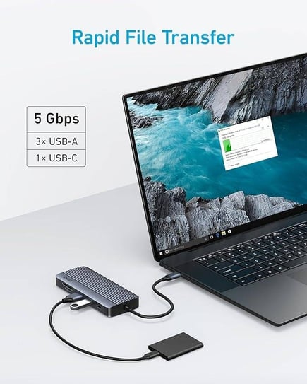 انكر - وصلة USB-C Hub ب 10 منافذ متعددة المنافذ - رمادي