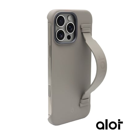 ألوت - غلاف  ALOT Nobel II Frameless مع مسكه يدعم الماق سيف للايفون 15pro - رمادي