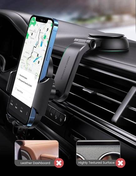 يوجرين - ستاند سيارة Ugreen Suction Cup Phone Mount بخاصية الشفط - اسود