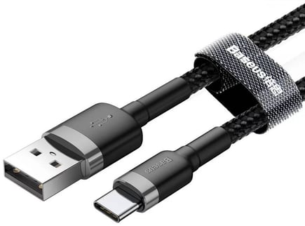 بيسوس - كيبل Cafule USB-A to type-C بطول 3m - اسود/رمادي