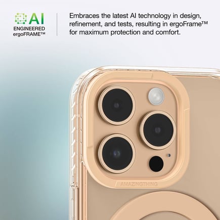 اميزنق ثنق - غلاف Titan Pro مع مسكة تدعم الماق سيف لأجهزة ايفون 16 - روز قولد