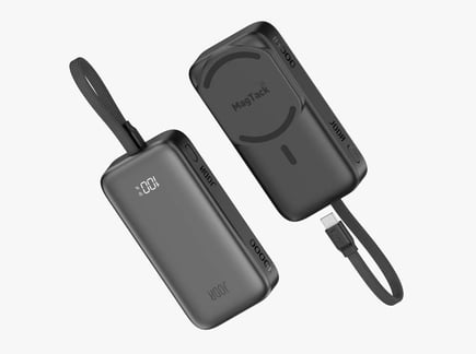 جودا - بطارية MagTack 10  بسعة 10000mAh وقوة 35W مع كيبل مدمج USB-C - اسود