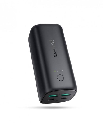راف باور - بطارية بسعة 20,000mAh وقوة 50W بمنفذين USB-C ومنفذين USB-A - اسود