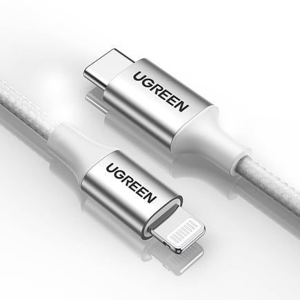 يوجرين - كيبل UGREEN USB-C to lightning PD بطول 1م - فضي