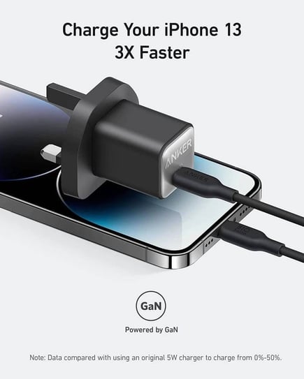 انكر - شاحن جداري Nano 3 بمنفذ USB-C بقوة 30W - اسود