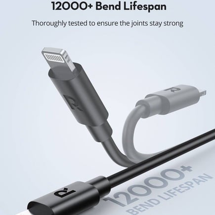 راف باور - كيبل USB-C to lightning 1m - اسود
