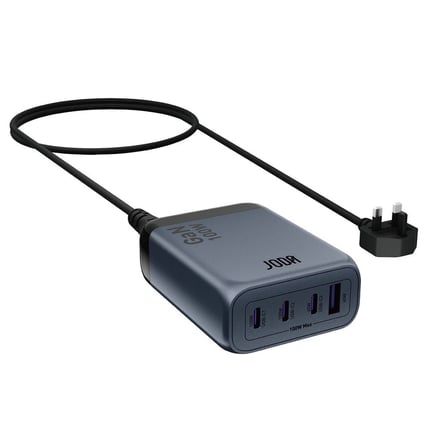 جودا - منصة الشحن Voltix 100 GaN ب3 منافذ USB-C ومنفذ USB-A بقوة  100W - رمادي