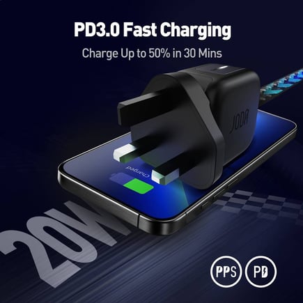جودا - شاحن جداري DICE 20 GaN بقوة 20W بمنفذ USB-C - اسود