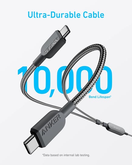 انكر - كيبل Anker 2-in-1 USB-C to USB-C بقوة 140W - اسود