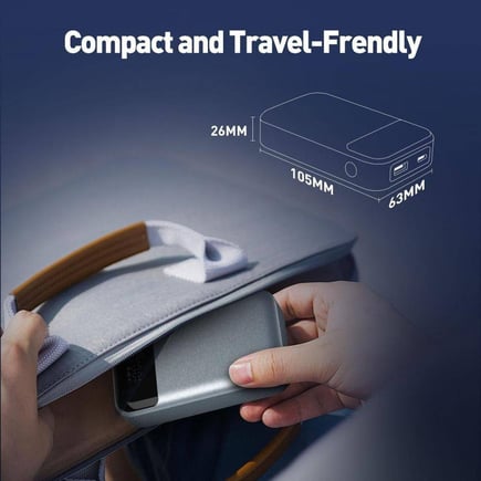 جودا - بطارية Sharge10 بقوة 33W وسعة 10000mAh بمنفذ USB-A ومنفذ USB-C - رمادي