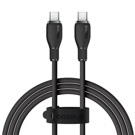 بيسوس - كيبل PUDDING SERIES USB-C to USB-C للشحن السريع يدعم حتى 100W بطول 1.2m - اسود