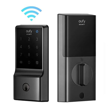 يوفي - قفل الباب الذكيE110 مع Wi-Fi مدمج - اسود