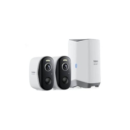 بيسوس - كاميرا مراقبة Security N1 خارجية 2K  عدسة عريضة 145 درجة  - ابيض