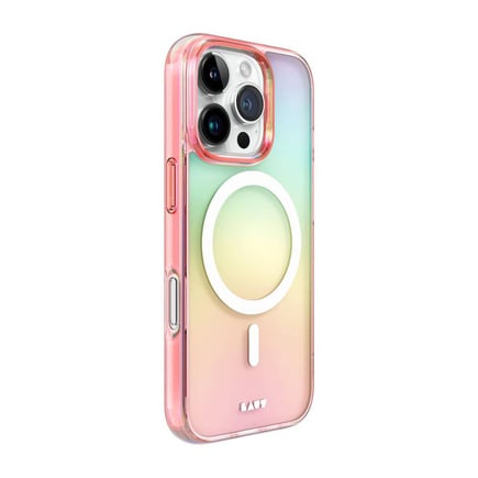 لاوت - غلاف HOLO PINK يدعم الماق سيف لأجهزة ايفون 16 - شفاف ملون 