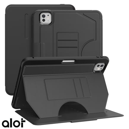 ألوت - غلاف Protective Case مع مكان مخصص للبطاقات وحامل للقلم للايباد PRO 11inch(2024)  - اسود