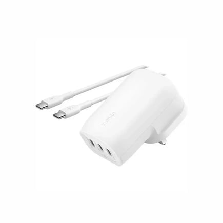 بيلكن - شاحن جداري ب3 منافذ USB-C وكيبل USB-C to C - ابيض
