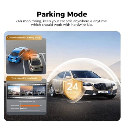 ليندو - داش كام LNDU V820 كاميرا سيارة أمامية بدقة 4K وخلفية 1080p مزدوجة - اسود
