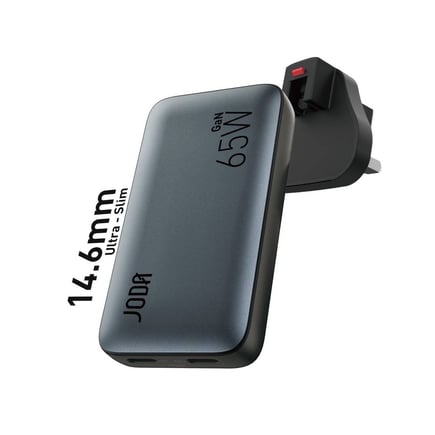 جودا - شاحن جداري VoltPad 65 بتقنية GaN منفذين USB-C بقوة 65W - اسود